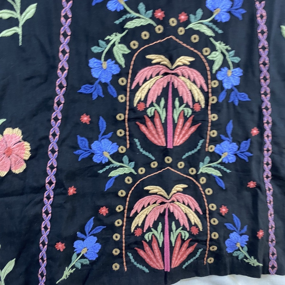 NWT Johnny Was Mini Dress Sz S Black Embroidered Floral Boho Gauzy MSRP $340 - Picture 14 of 16